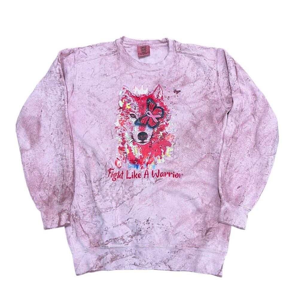 Comfort Colors Fight Like A Warrior Breast Cancer Awareness Sweatshirt Small